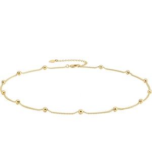 COPY - 18k Gold Paperclip Chain Choker Satellite Chain Lava Bead Pendant Neckla…